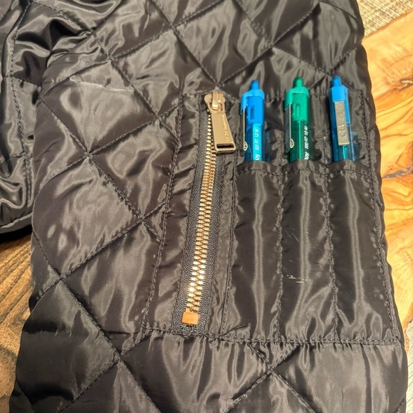 BCBGeneration Black Quilted Jacket with Vibrant Orange Lining Size large - Picture 7 of 9